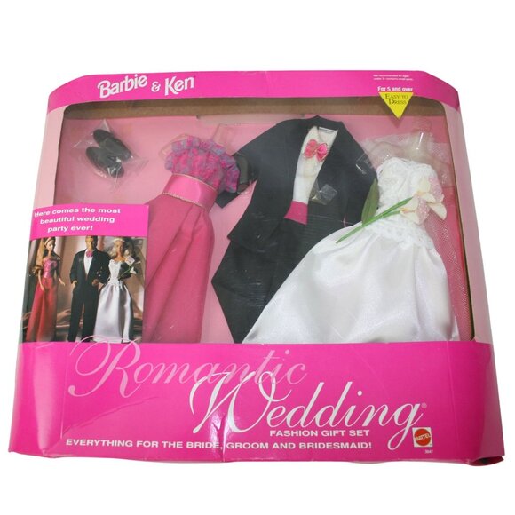 Mattel Barbie and Ken Romantic Wedding Fashion Outfits 1992 Unopened Box 3547 - Picture 1 of 8